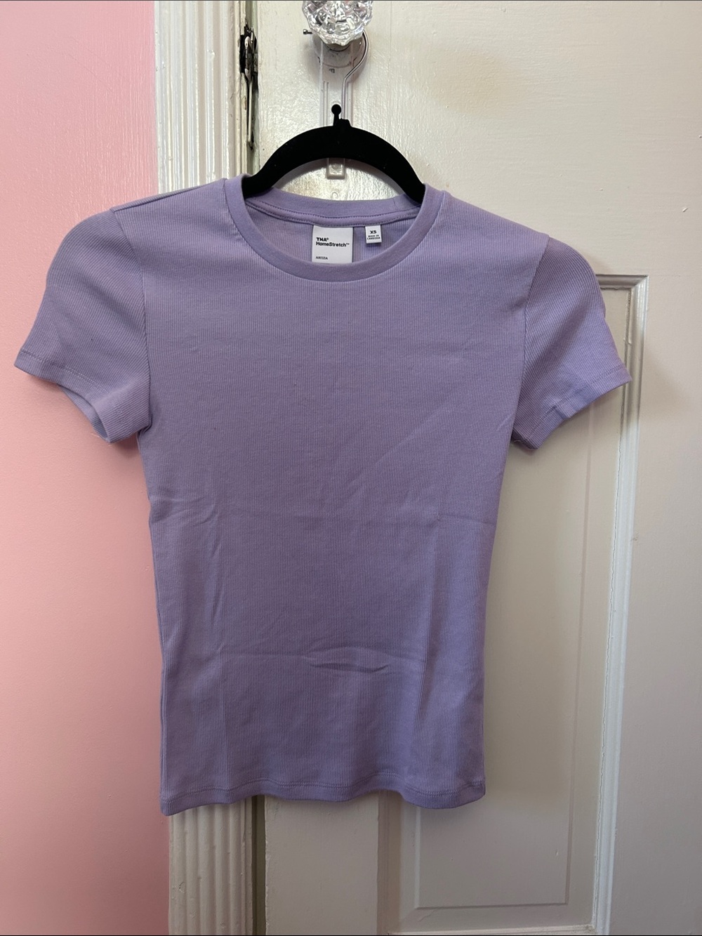 Aritzia TNS Light Lavender Ribbed Short Sleeve Tee